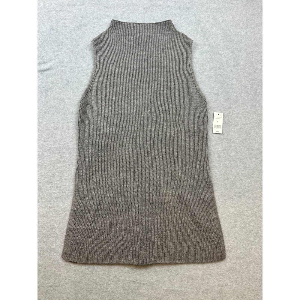 Dip Nu Historics Womens Ribbed Mock Neck Sleeveless Sweater Heather Gray Small